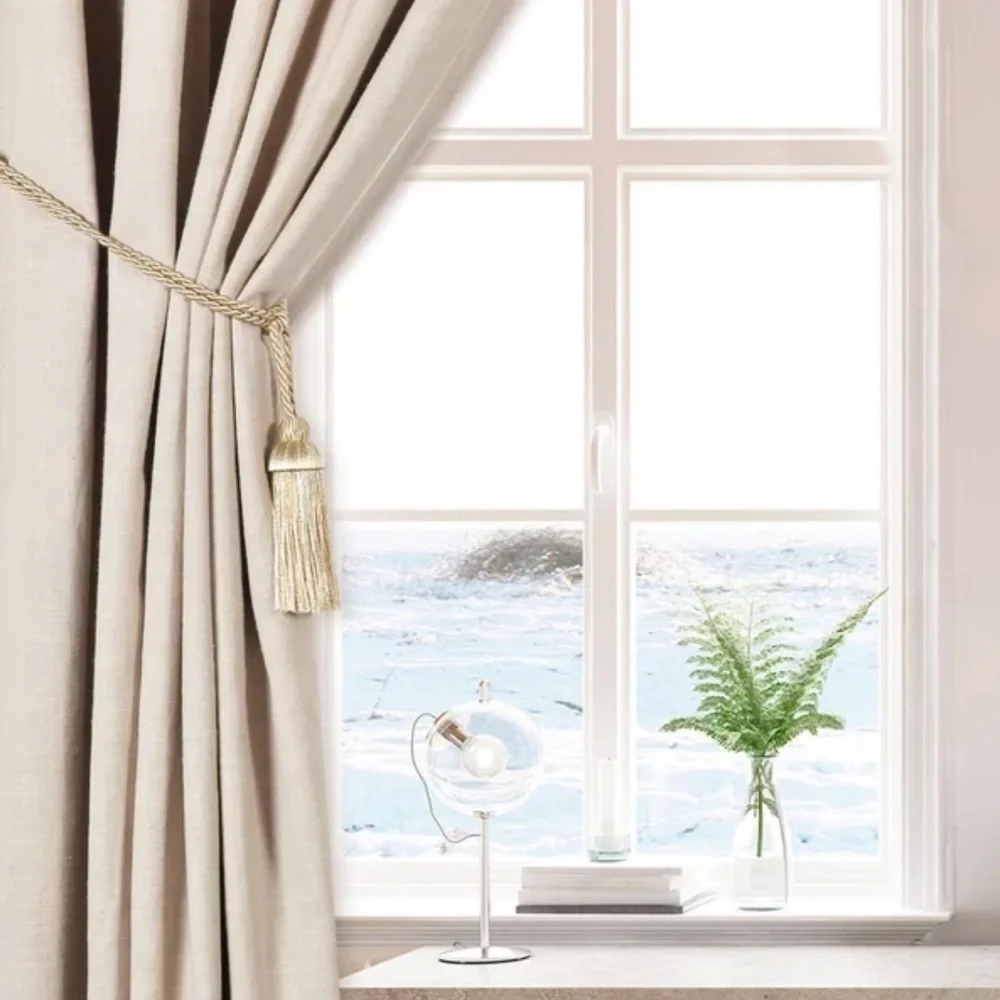 Champagne color corded curtain tie backs with crystal embellishment (pair)